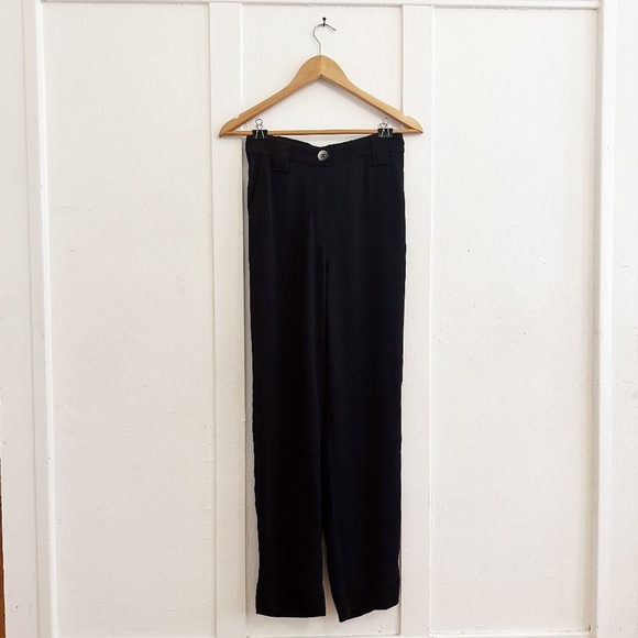 Ganni Black Wide Trousers Jacquard Viscose Size 0 - Picture 8 of 13